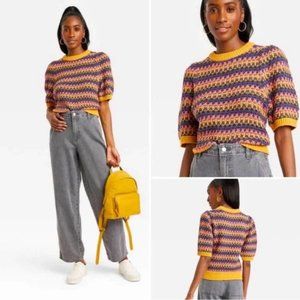 Universal Thread XL Chunky Knit Crewneck Sweater with Puffed Elbow Sleeves